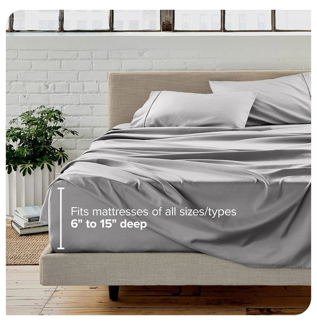 Light Grey 4 Piece Flex King Microfiber Bed Sheet Set T4682