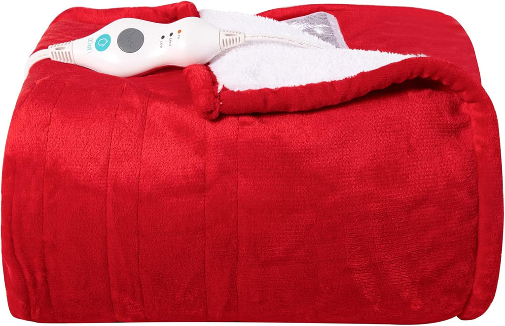 Blue 62 x 84 Electric Sherpa/Fleece Reversible Heating Blanket Throw Y2643