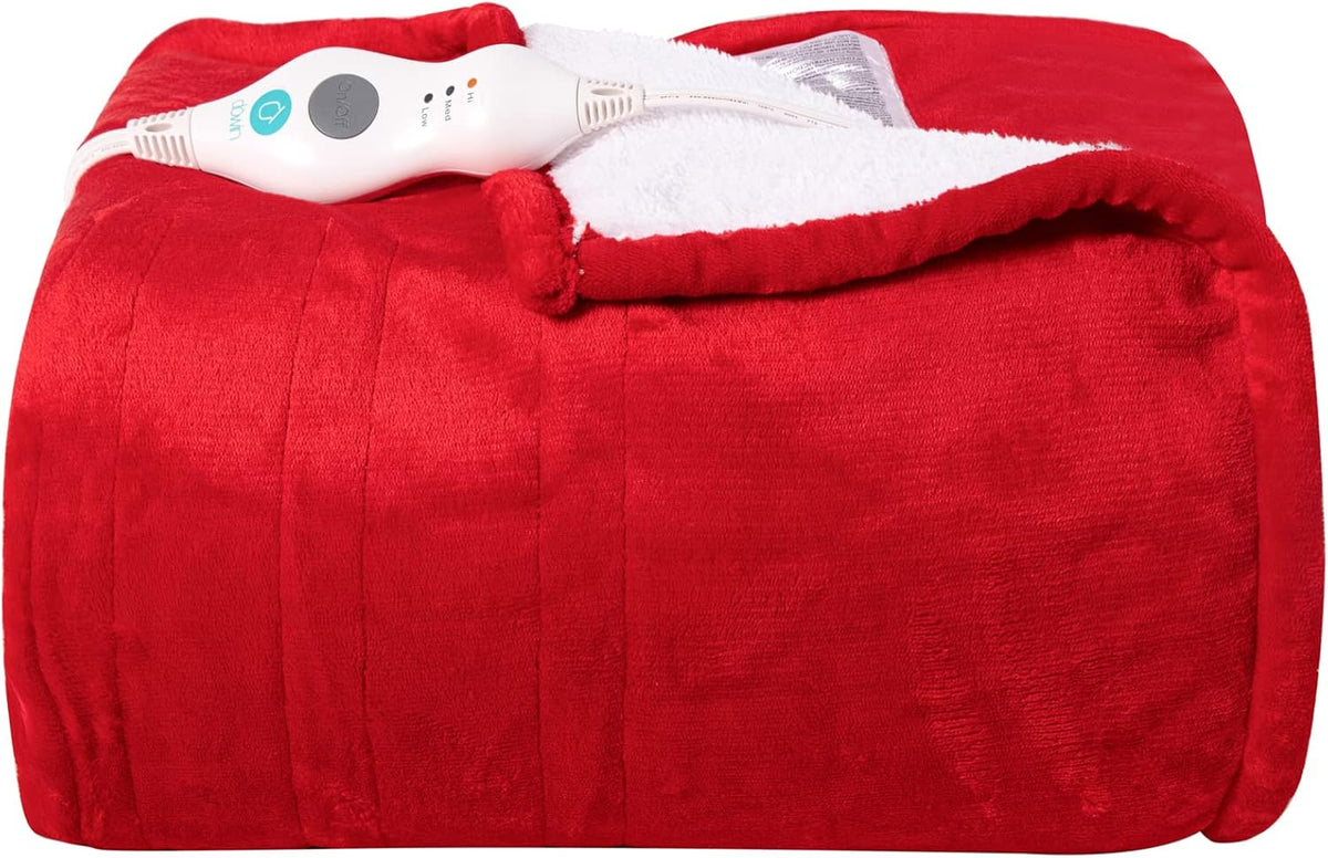 Blue 62 x 84 Electric Sherpa/Fleece Reversible Heating Blanket Throw Y2643