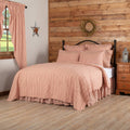 Red Ticking Stripe California King Quilt Coverlet X5743