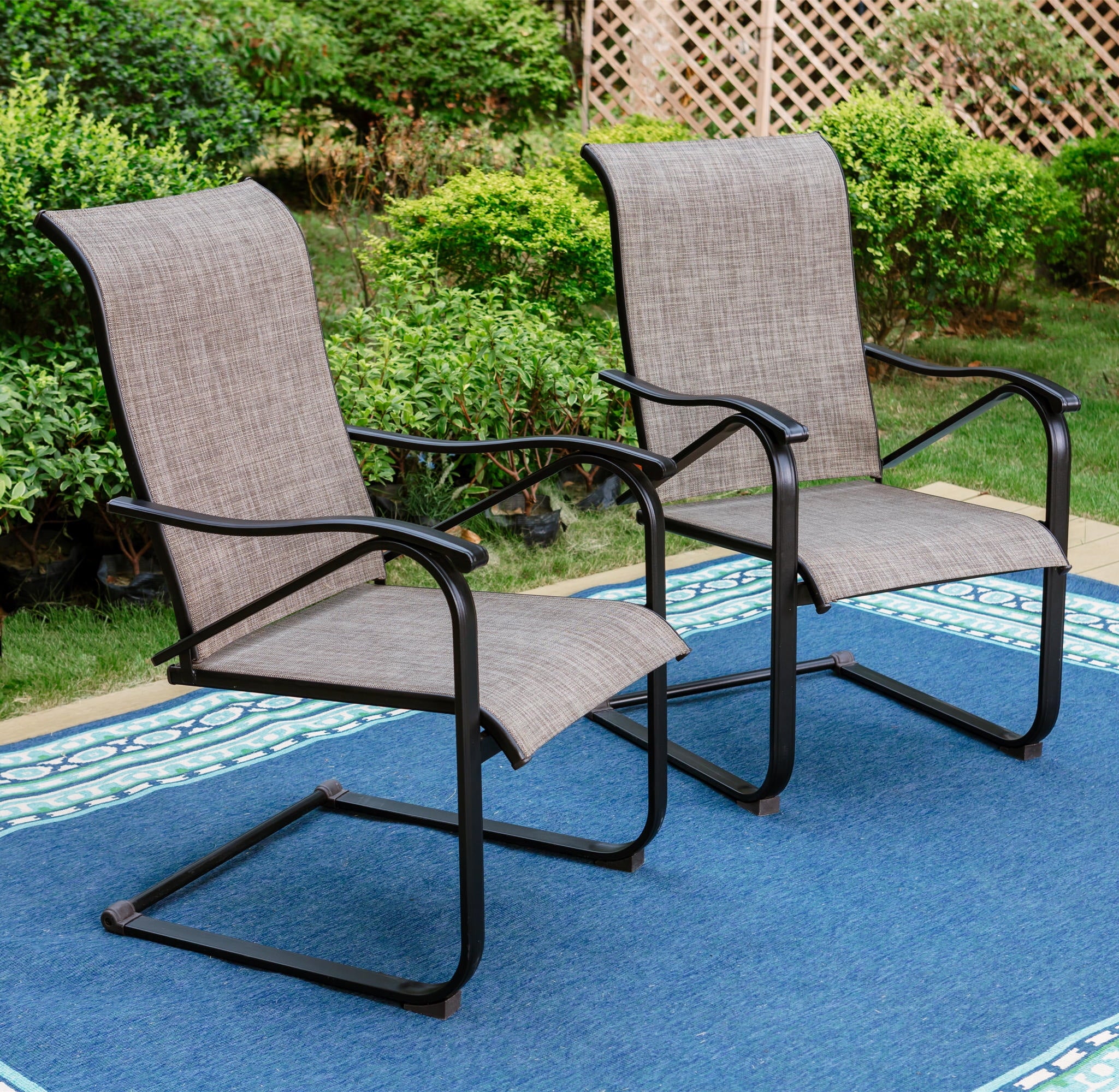 7-Piece Outdoor Patio Dining Set with 6 Rocking Chairs and 1 Metal Table N451997