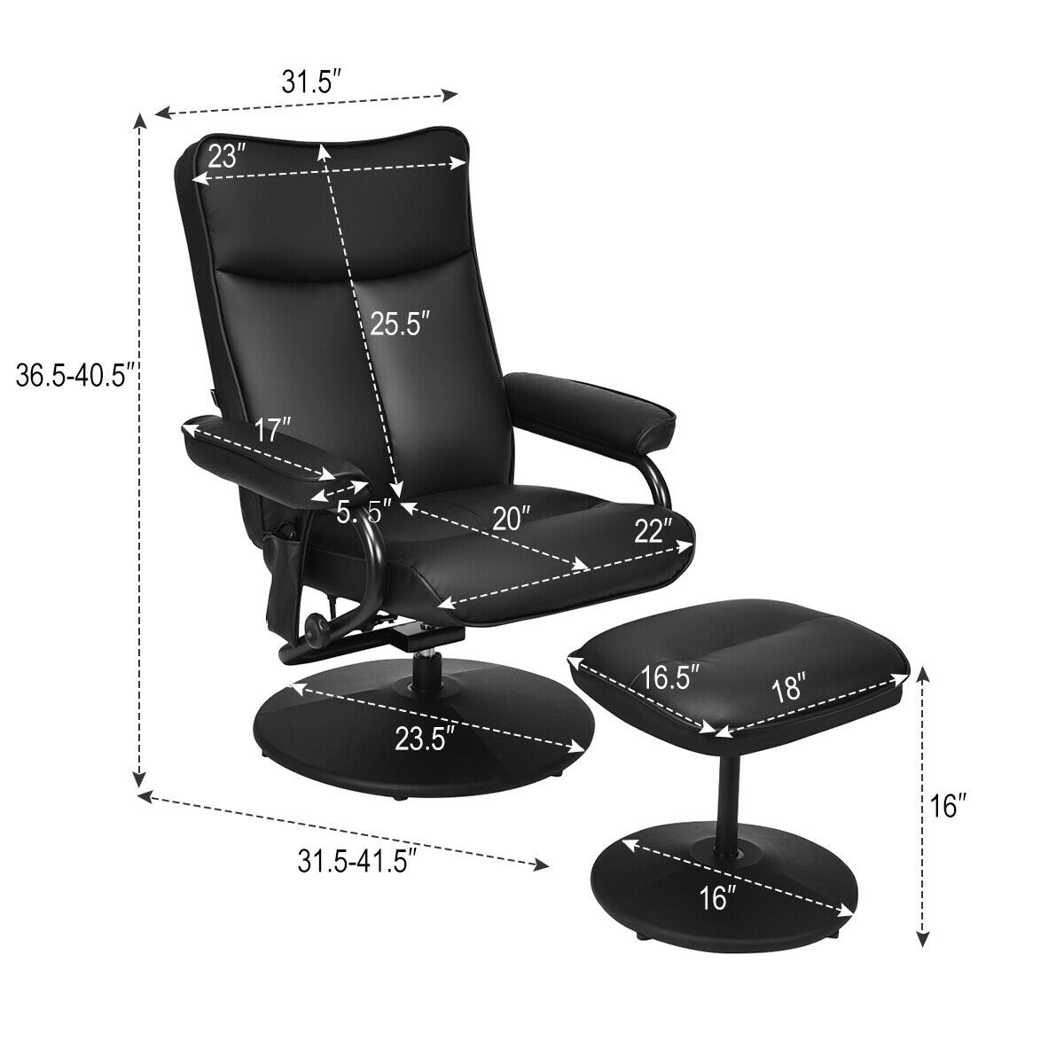 Swivel Massage Recliner with Ottoman R820