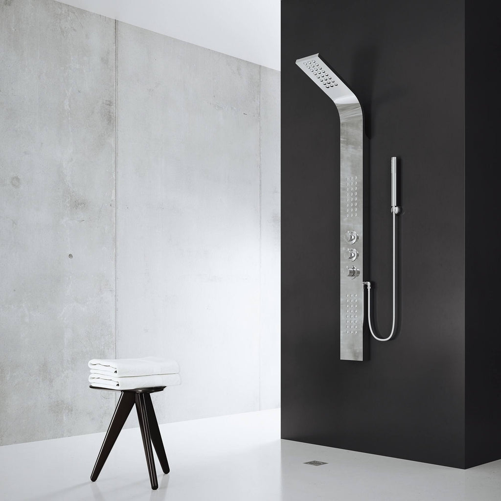 Chrome Shower Panel with Rain Head Massage System M677876