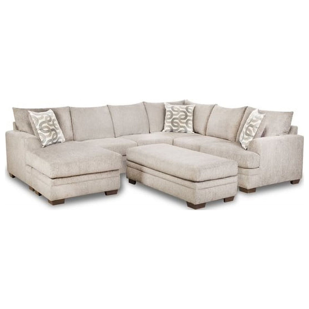 Cream 2-Piece Fabric Sectional with Accent Pillows C450030