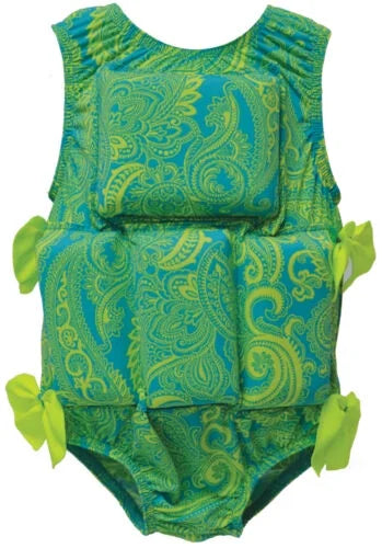 Lime Paisley Medium Swimwear Flotation Lifevest Swimsuit W190