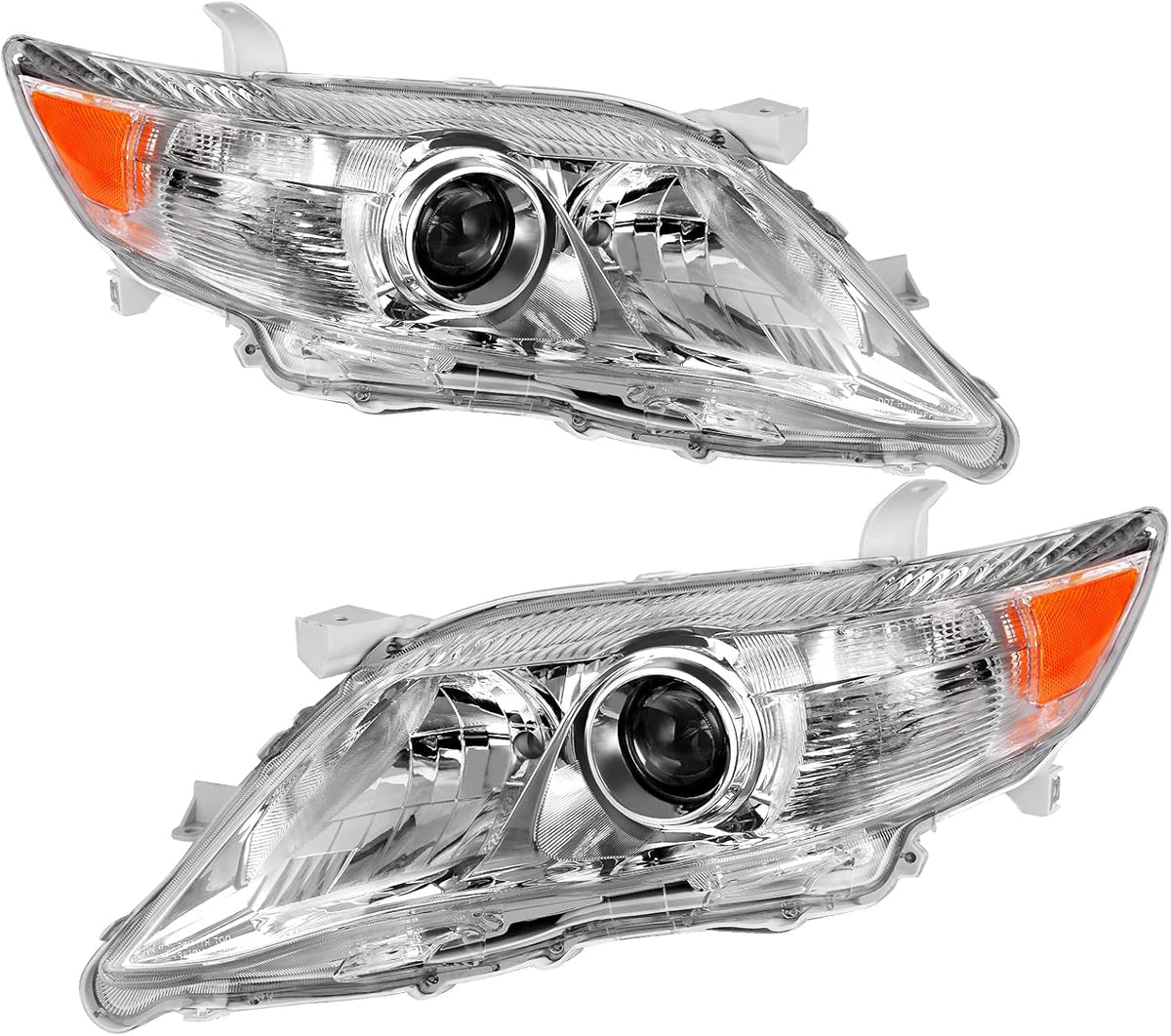 Headlight Assembly for 2010-2011 Camry Hybrid Chrome Housing Amber Reflector Projector Headlights O205470