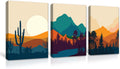 Boho Desert Cactus Landscape Framed Painting Set of 3 12x16 T7507