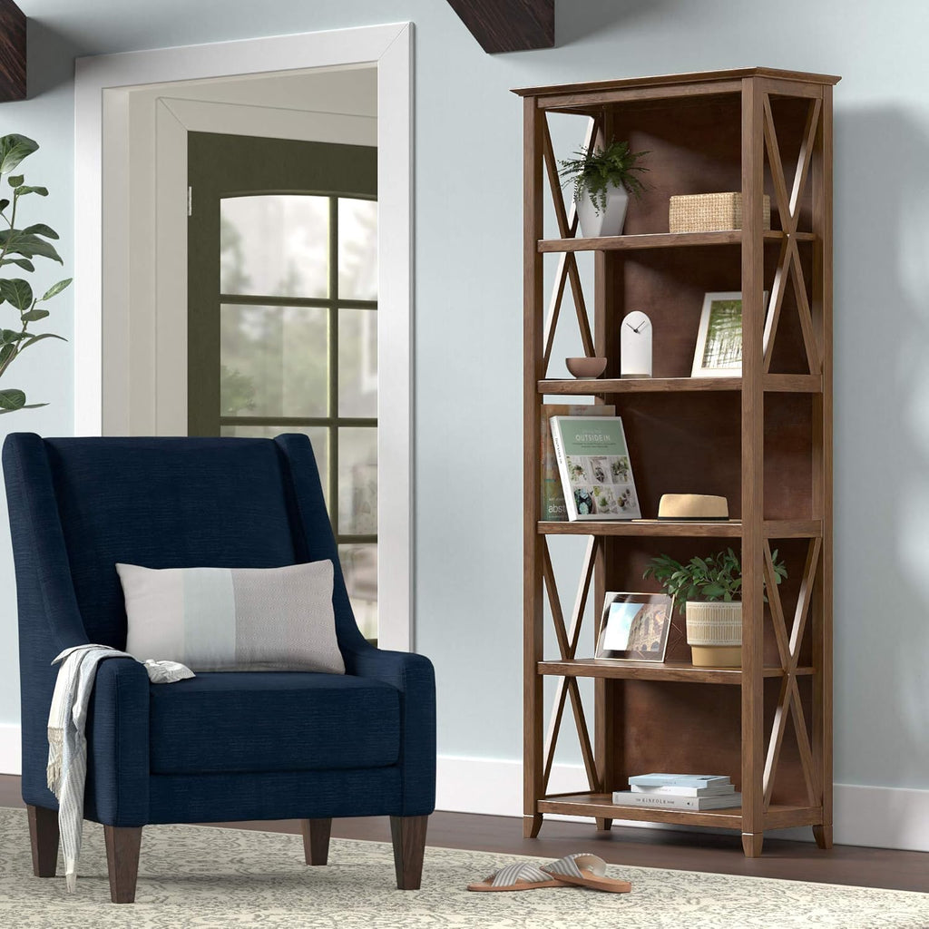 Weathered Oak Finish 5-Shelf Bookcase X3932
