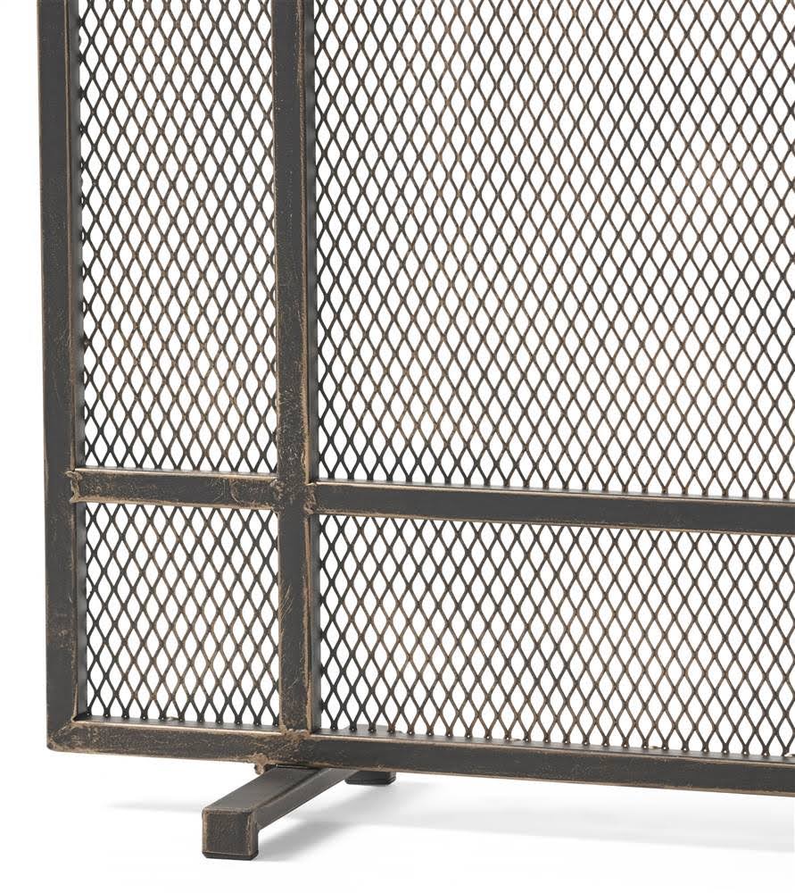 Black Brushed Gold Single Panel Iron Fire Screen H159375