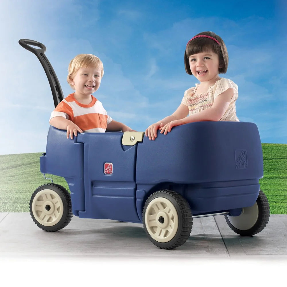 Blue Foldable Wagon for Kids with Seats Y710792