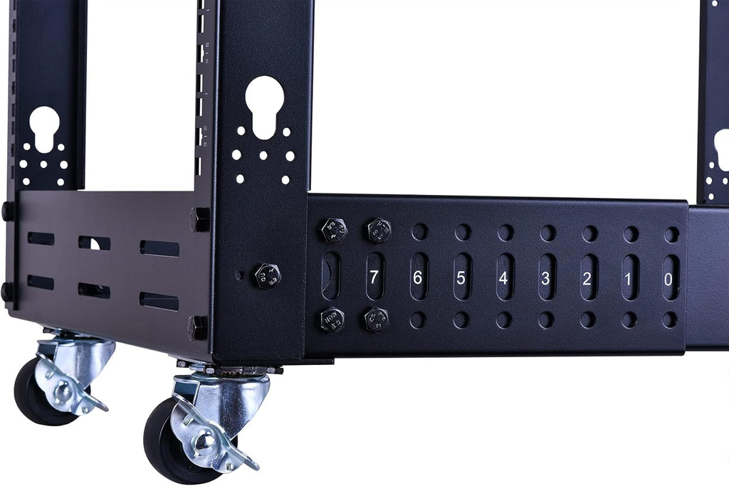 12U Open Frame Server Rack, Heavy Duty 4 Post Adjustable Depth with Casters N357825