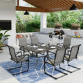 7-Piece Outdoor Patio Dining Set with 6 Rocking Chairs and 1 Metal Table N451997