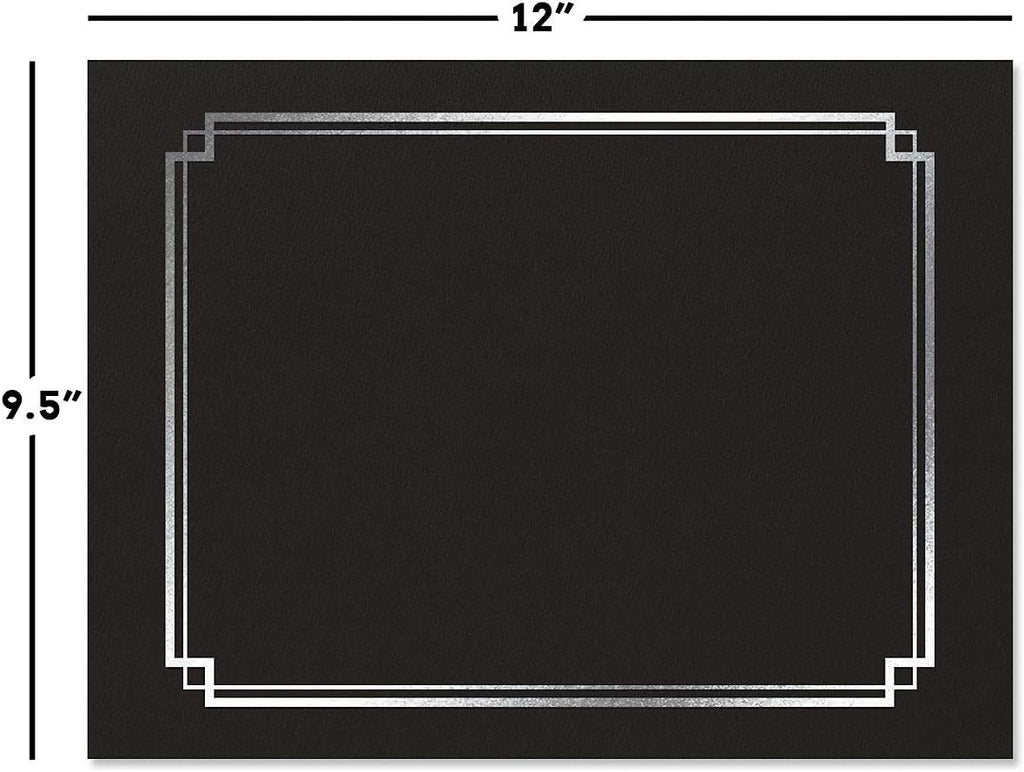 Black & Gold Certificate Holders, Pack of 25, Linen Cover, 9-1/2 x 12 N3883