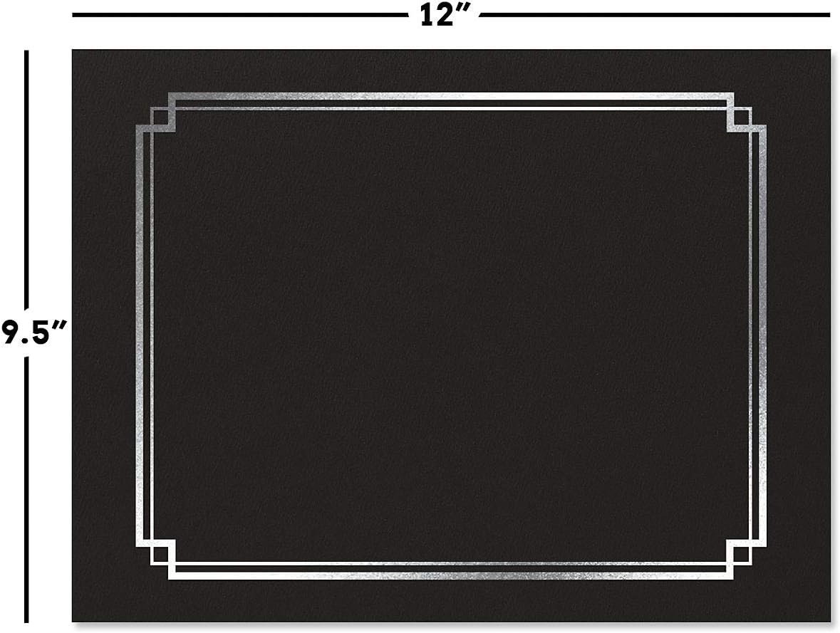 Black & Gold Certificate Holders, Pack of 25, Linen Cover, 9-1/2 x 12 N3883